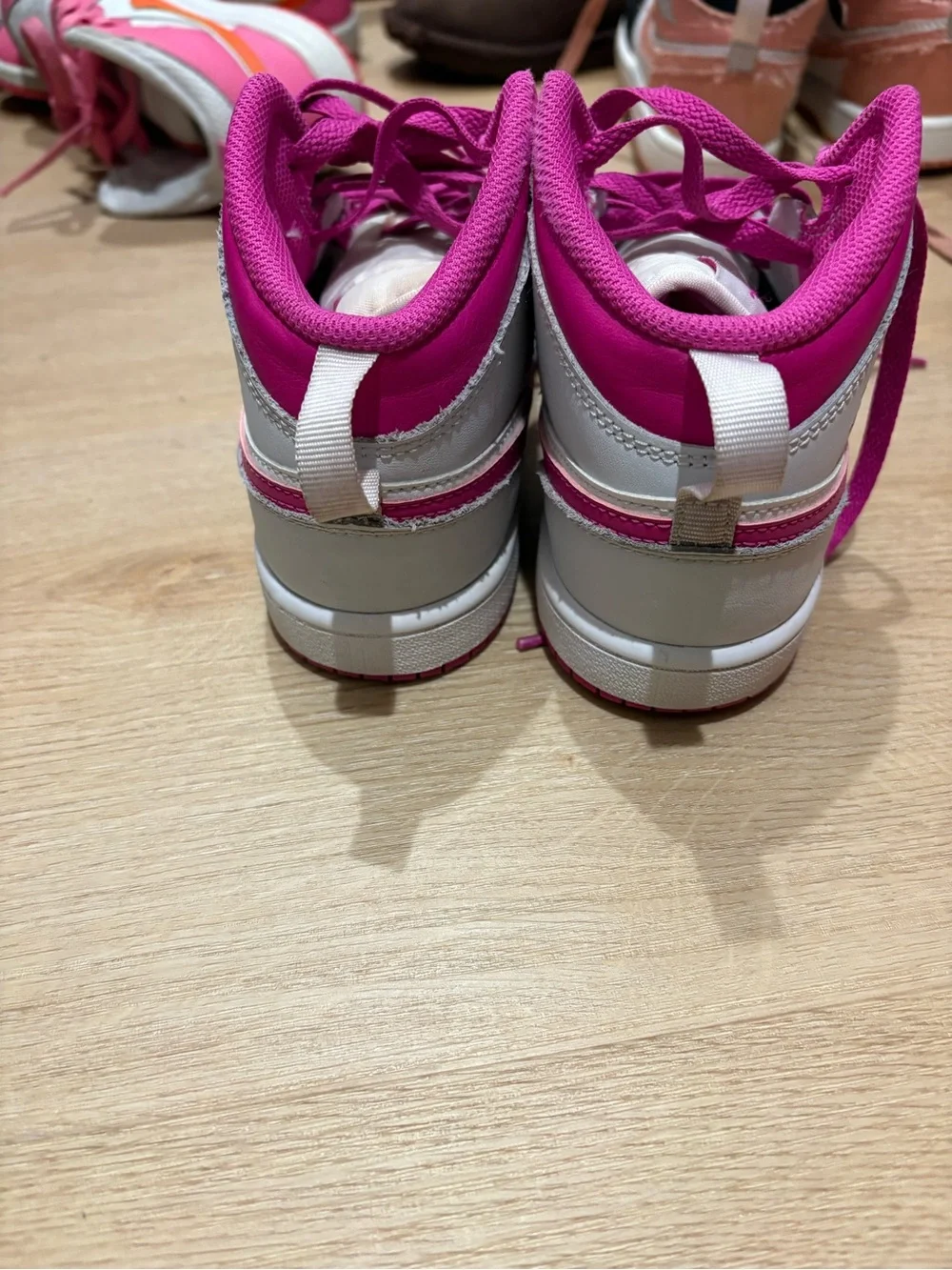 Nike Kids White and Hot Pink High-Top Sneakers